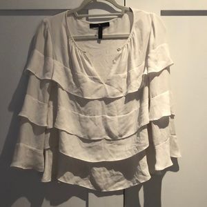 BCBG Max Azria White Tiered Blouse